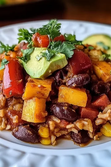 Rice and Bean Casserole with Sweet Potatoes