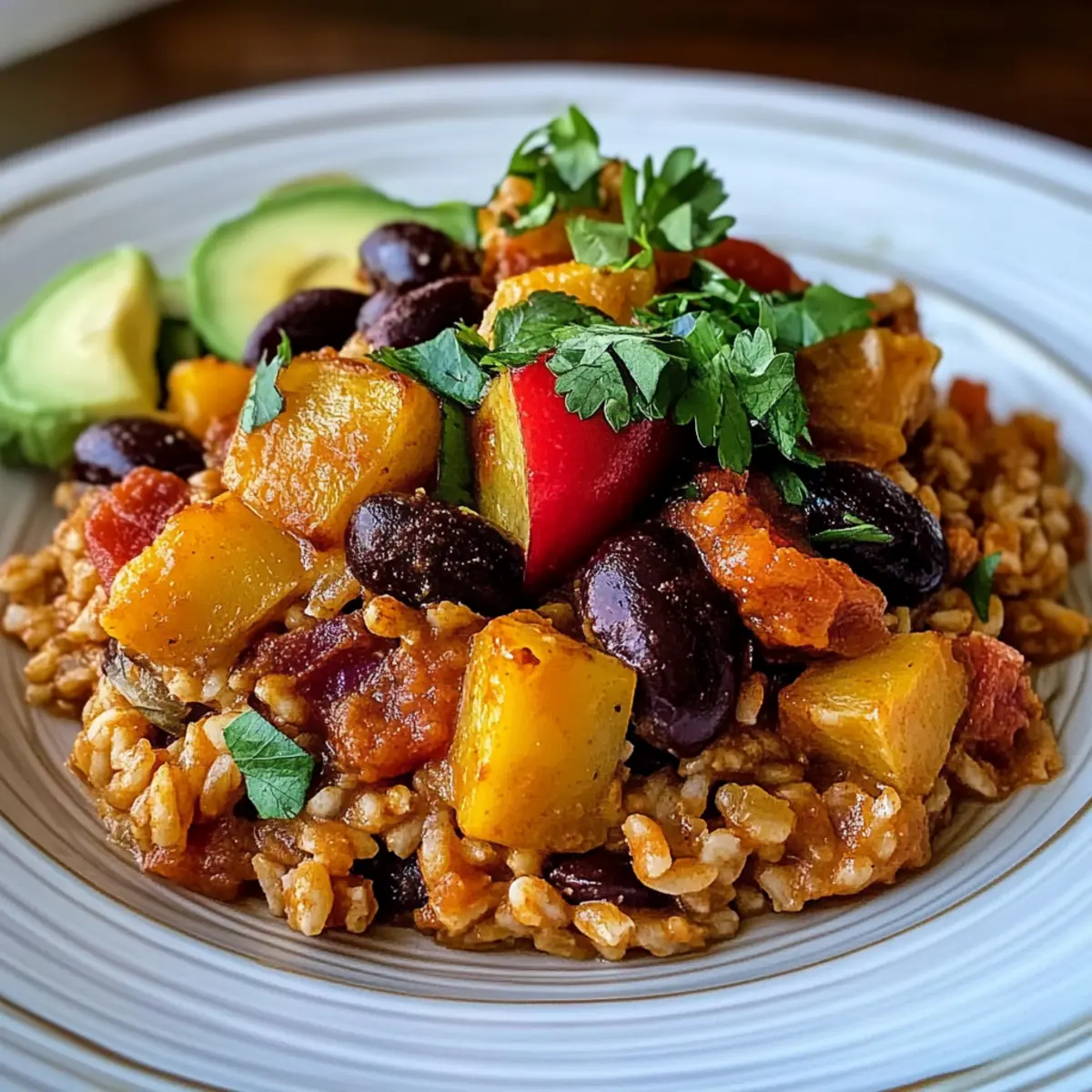 Rice and Bean Casserole with Sweet Potatoes