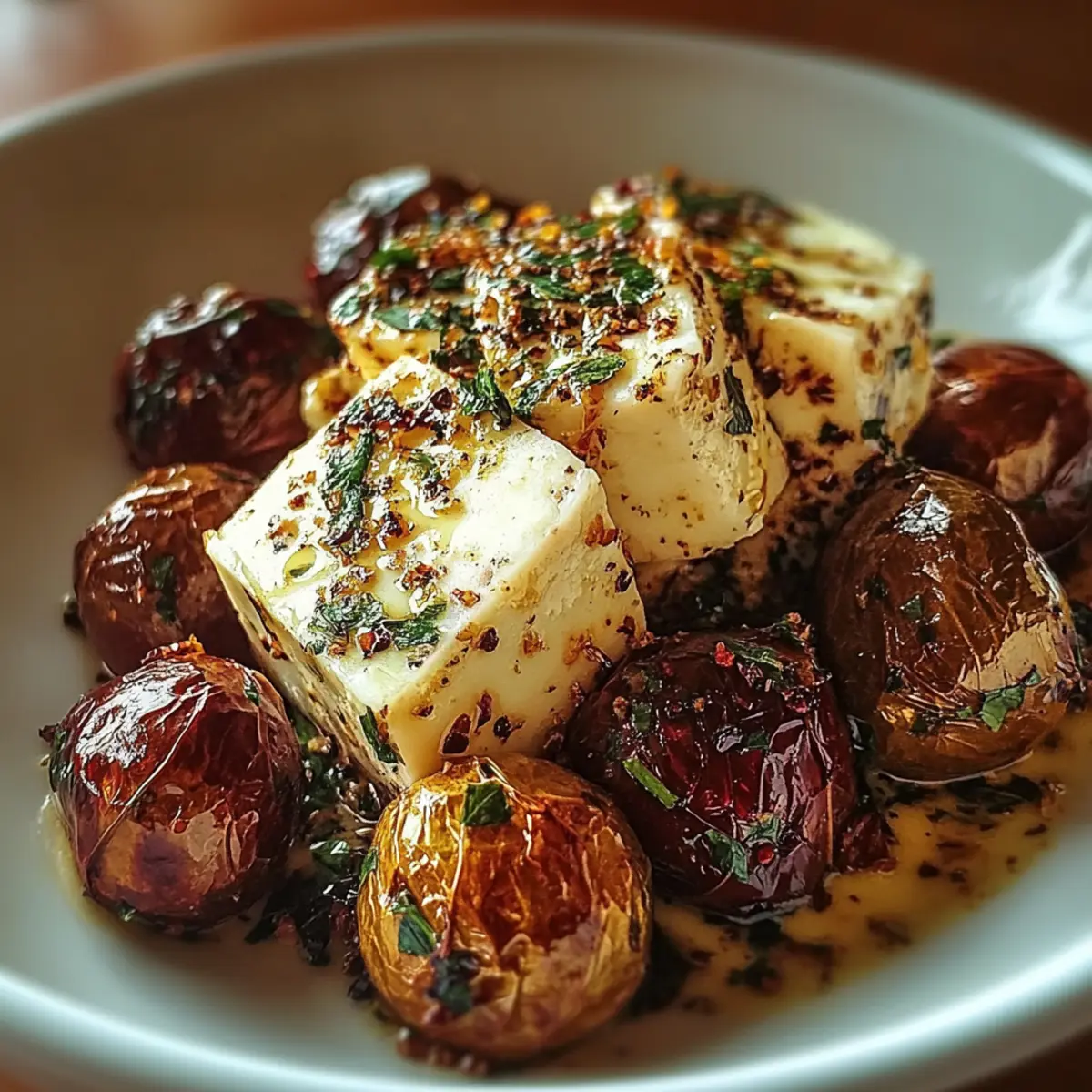 Roasted Potatoes with Baked Feta and Garlic