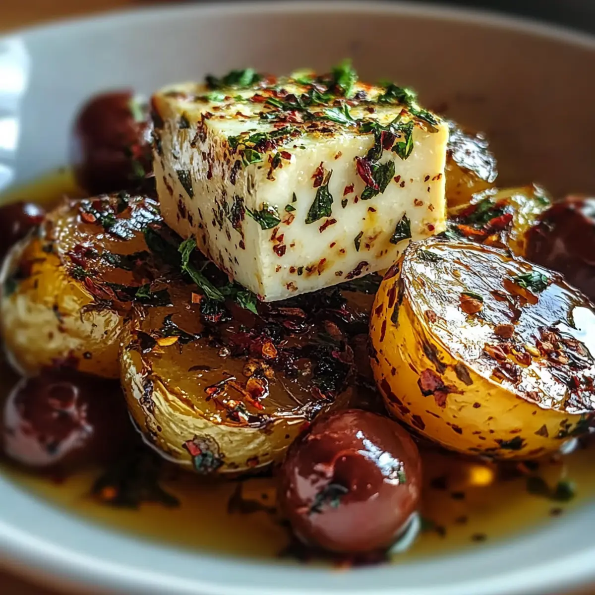 Roasted Potatoes with Baked Feta and Garlic
