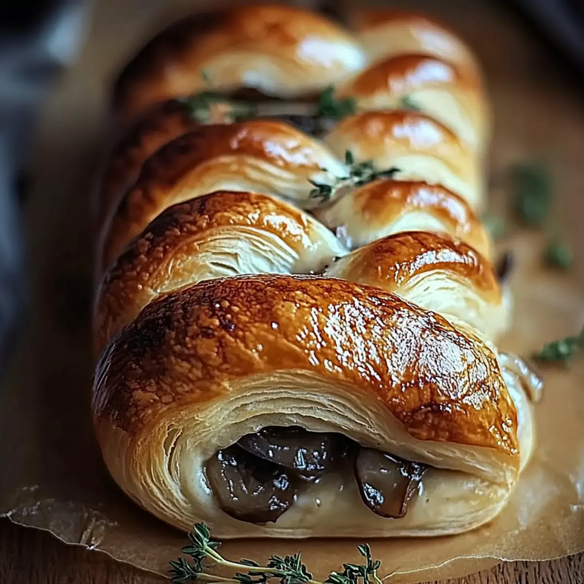Savory Mushroom & Gruyère Puff Pastry Braid