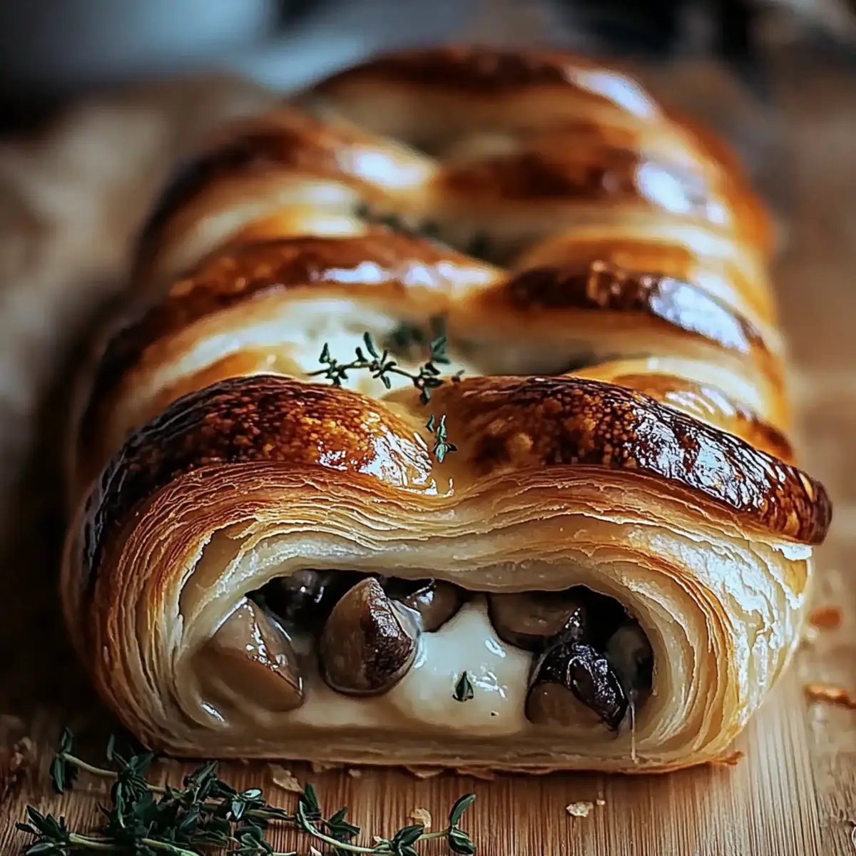 Savory Mushroom & Gruyère Puff Pastry Braid