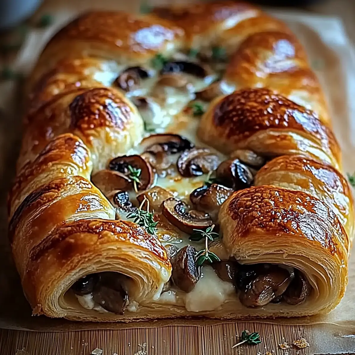 Savory Mushroom & Gruyère Puff Pastry Braid