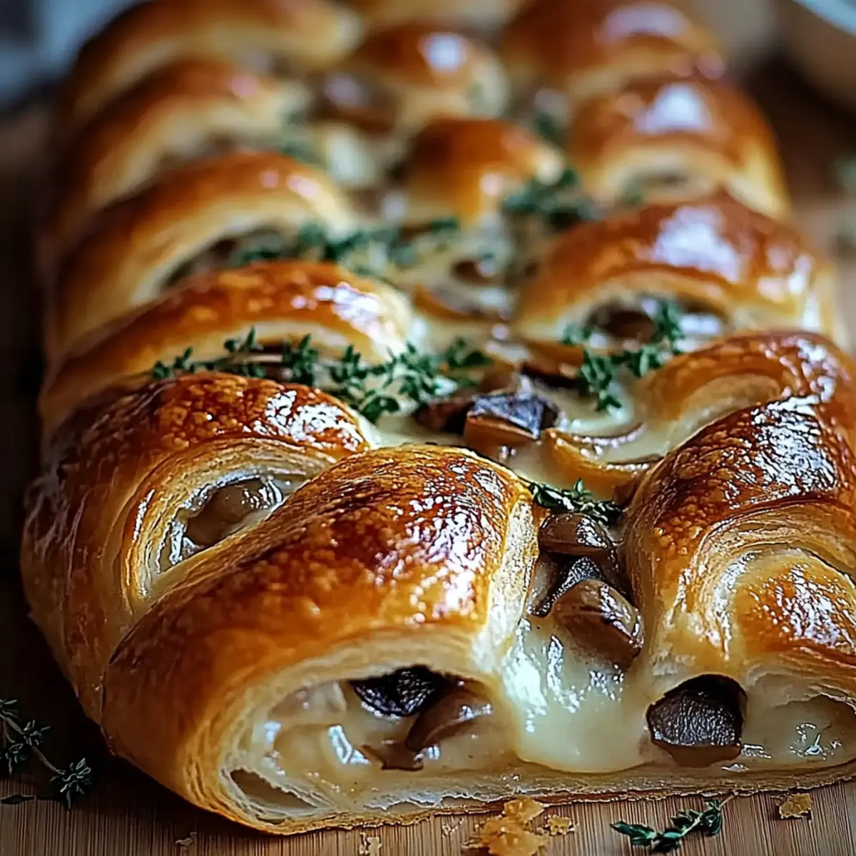 Savory Mushroom & Gruyère Puff Pastry Braid