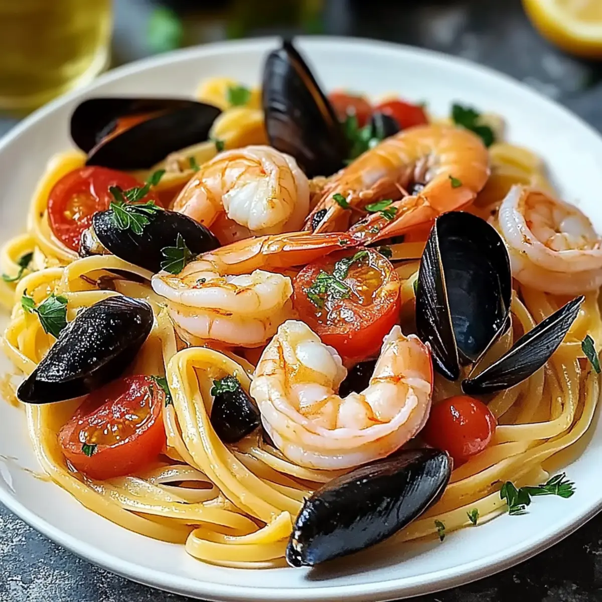 Seafood Pasta with Linguine, Shrimp, and Mussels