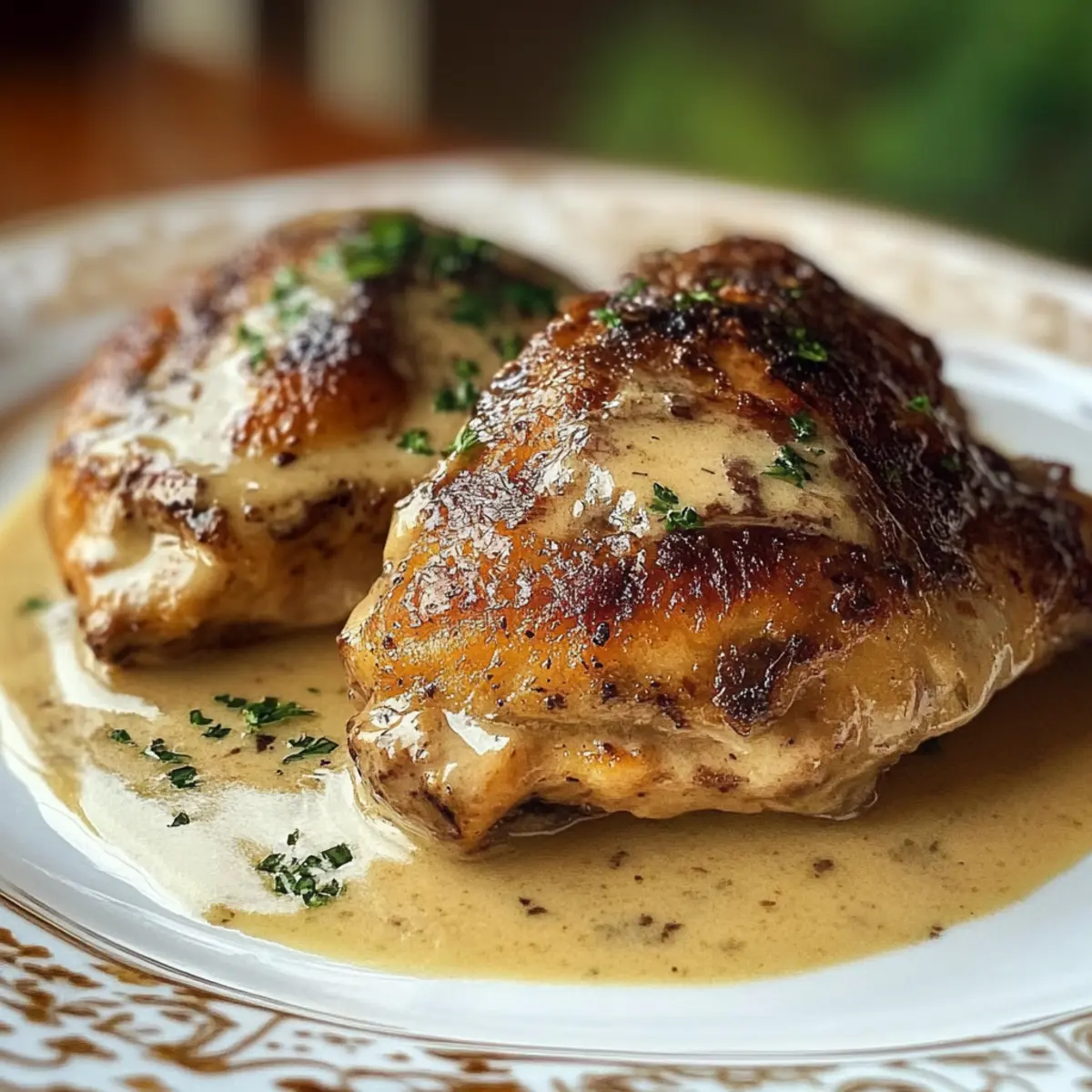 Smothered Chicken Thighs in Creamy Gravy
