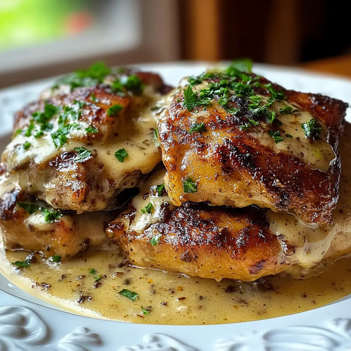 Smothered Chicken Thighs in Creamy Gravy