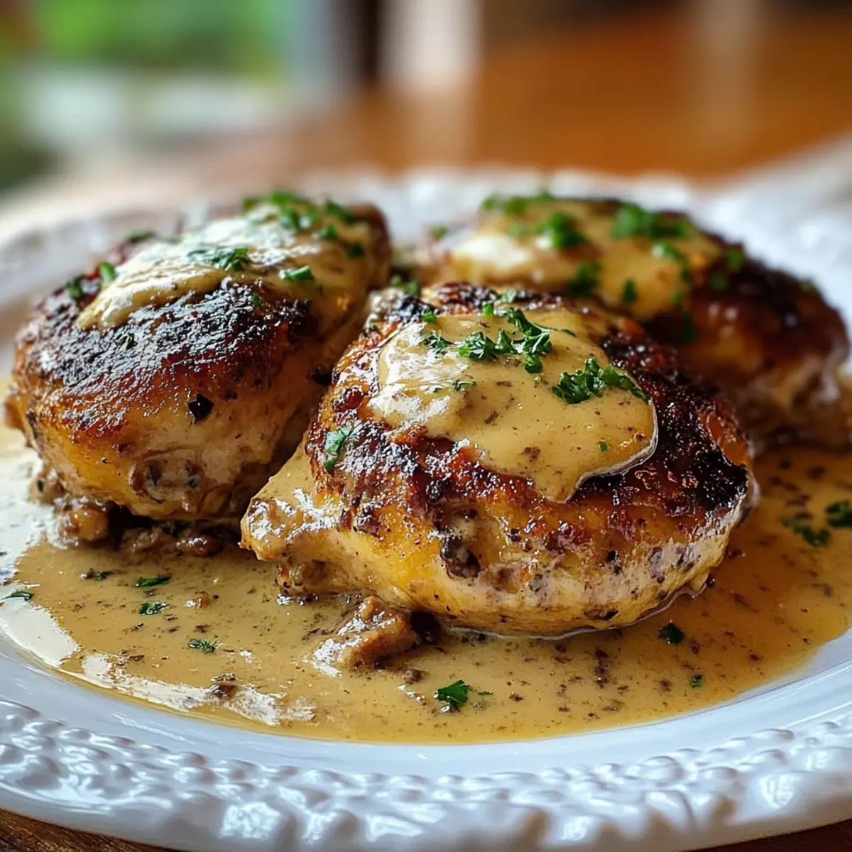 Smothered Chicken Thighs in Creamy Gravy