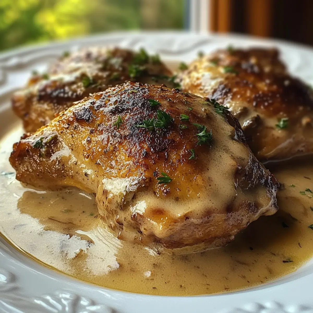 Smothered Chicken Thighs in Creamy Gravy