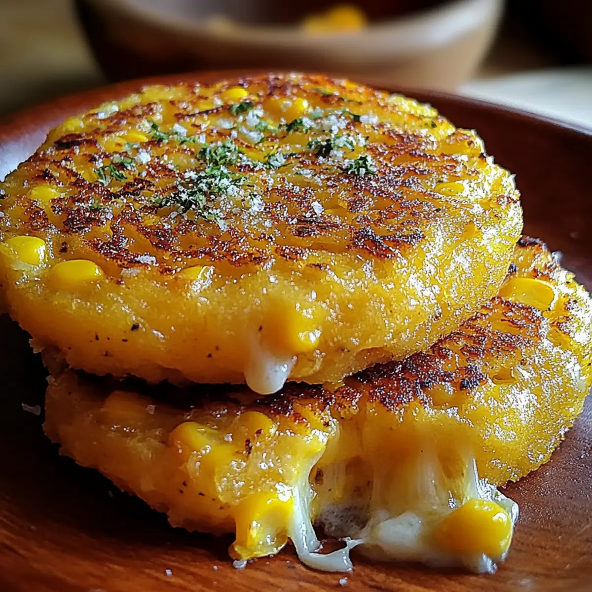 Venezuelan Sweet Corn Cachapas with Melty Cheese
