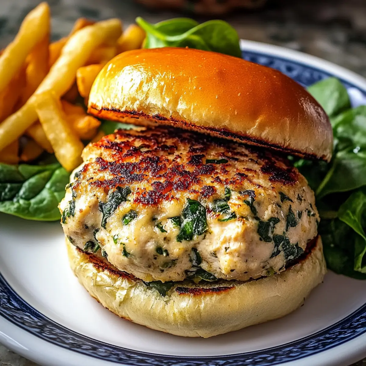 White Cheddar Spinach Chicken Burgers