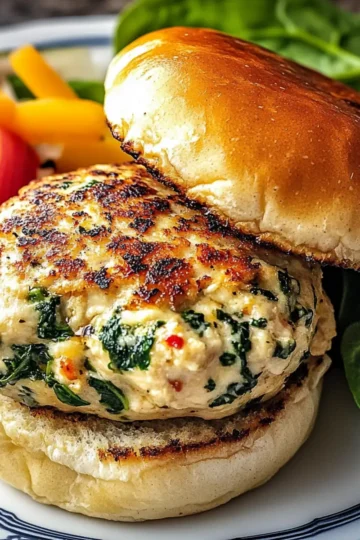 White Cheddar Spinach Chicken Burgers