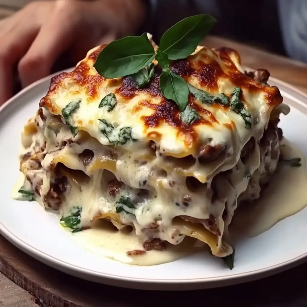 White Lasagna with Garlicky Greens and Mushrooms