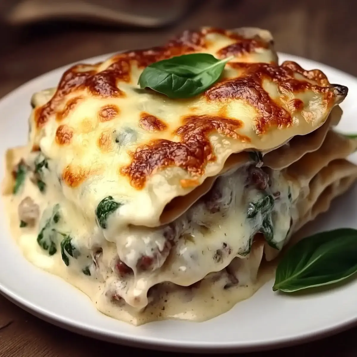 White Lasagna with Garlicky Greens and Mushrooms