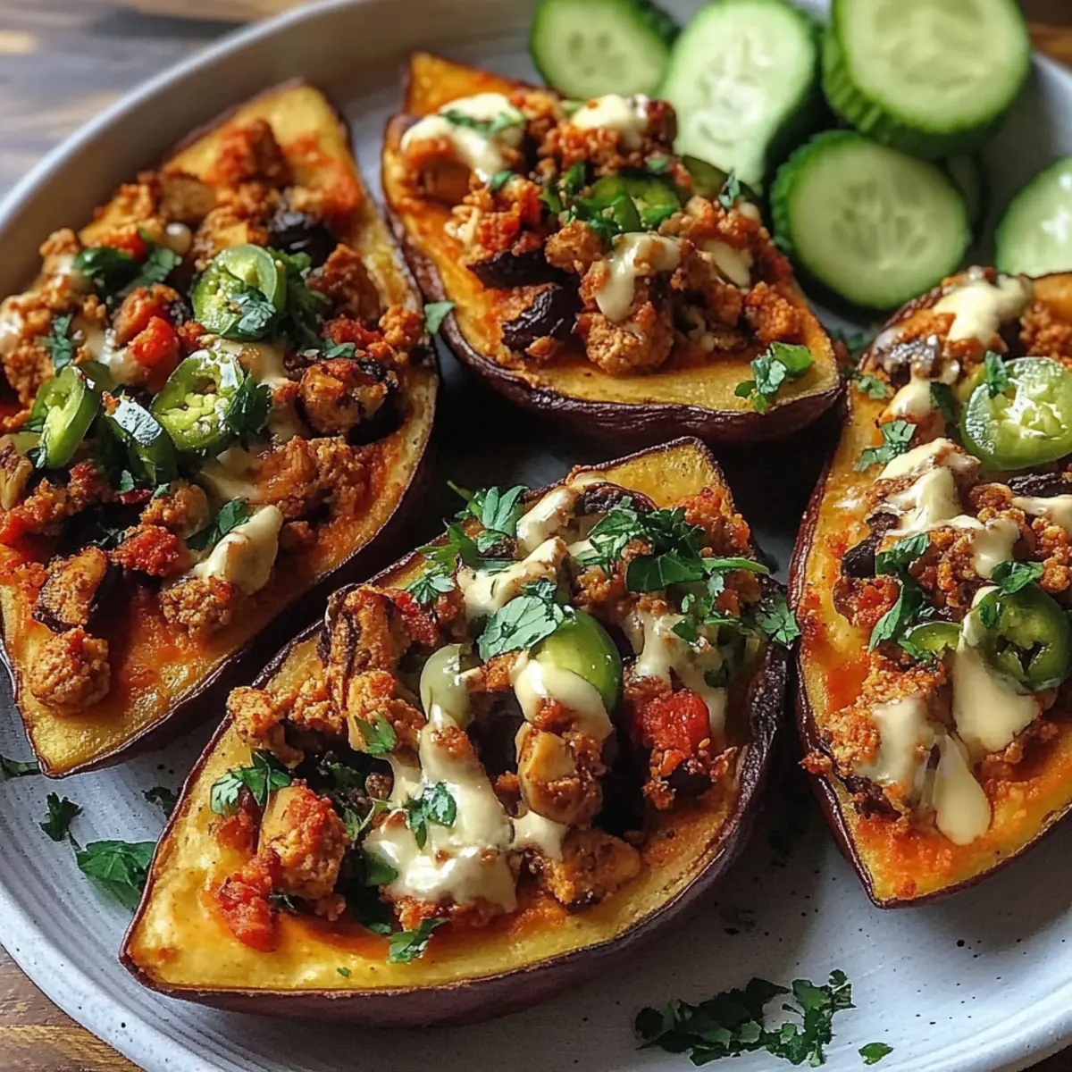 Avocado Turkey Chili Stuffed Sweet Potatoes