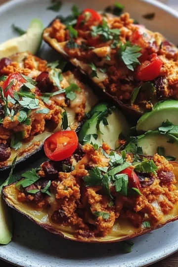 Avocado Turkey Chili Stuffed Sweet Potatoes