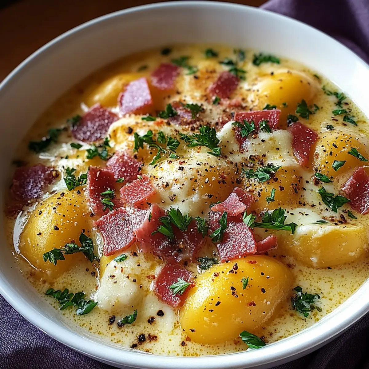 Bacon Cheddar Gnocchi Soup