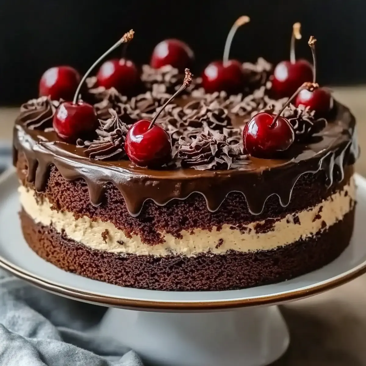 Black Forest-Inspired Chocolate, Vanilla Cherry & Mascarpone Layer Cake with Chocolate Ganache