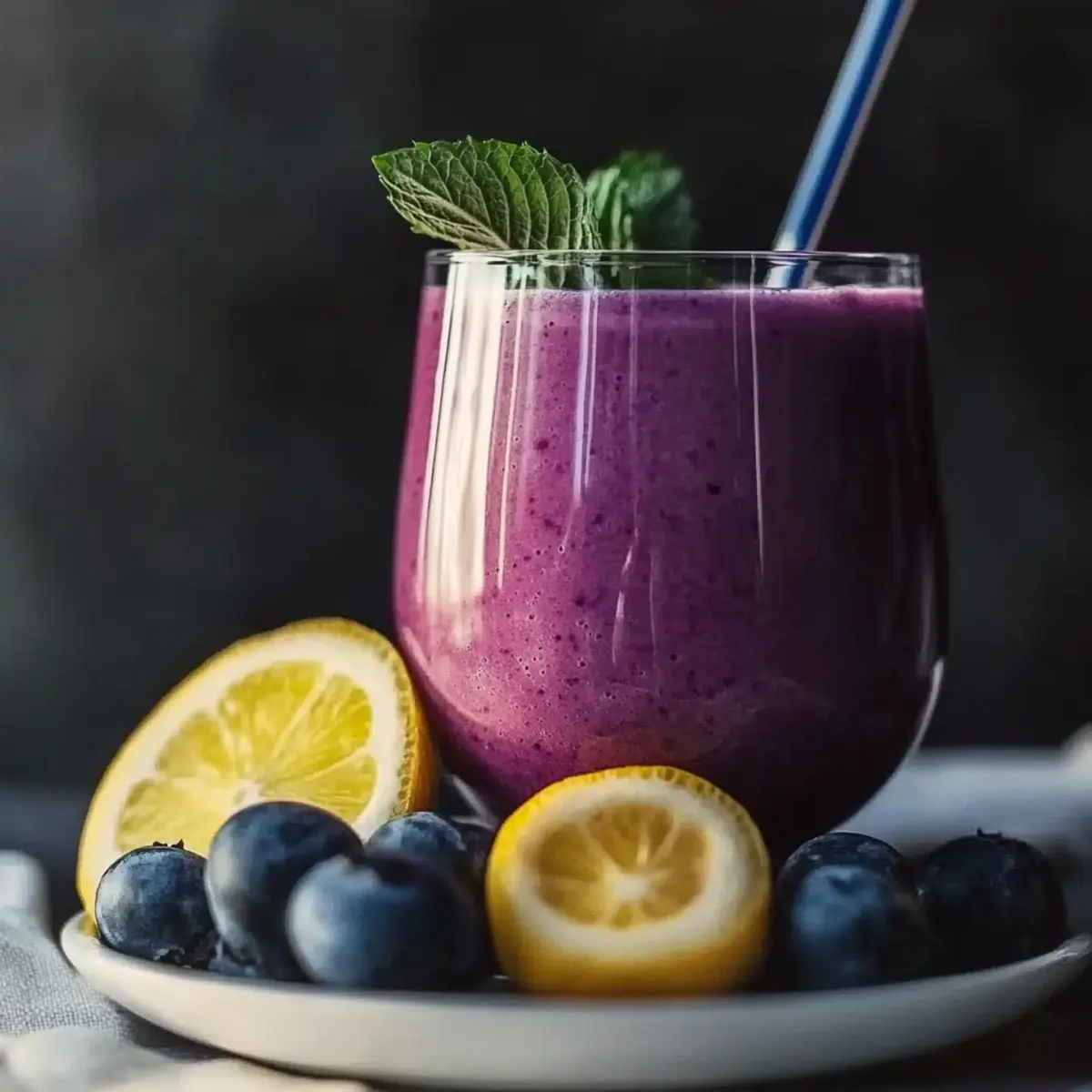 Blueberry Avocado Smoothie With Lemon & Yogurt