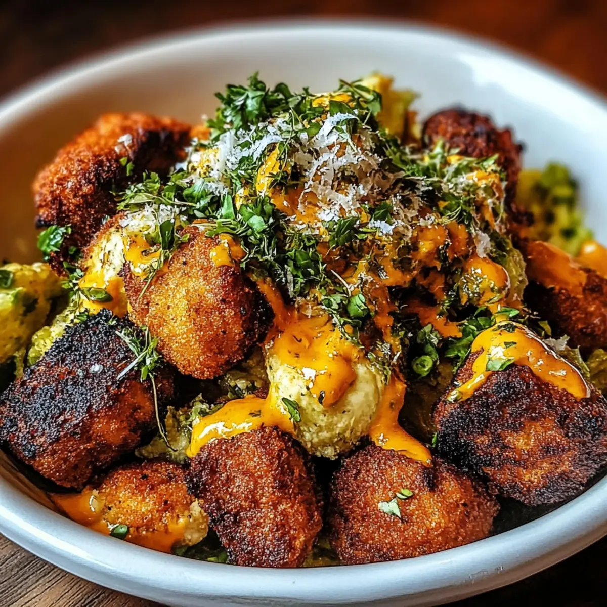 Buffalo Bites Bowl with Crispy Potatoes & Shaved Brussels
