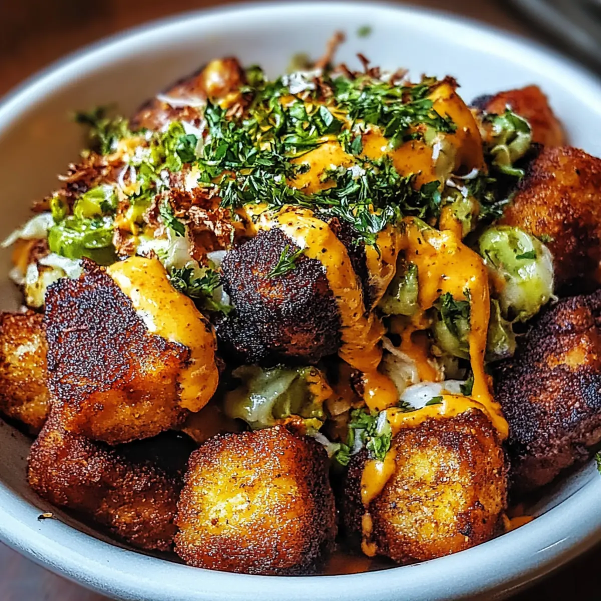 Buffalo Bites Bowl with Crispy Potatoes & Shaved Brussels