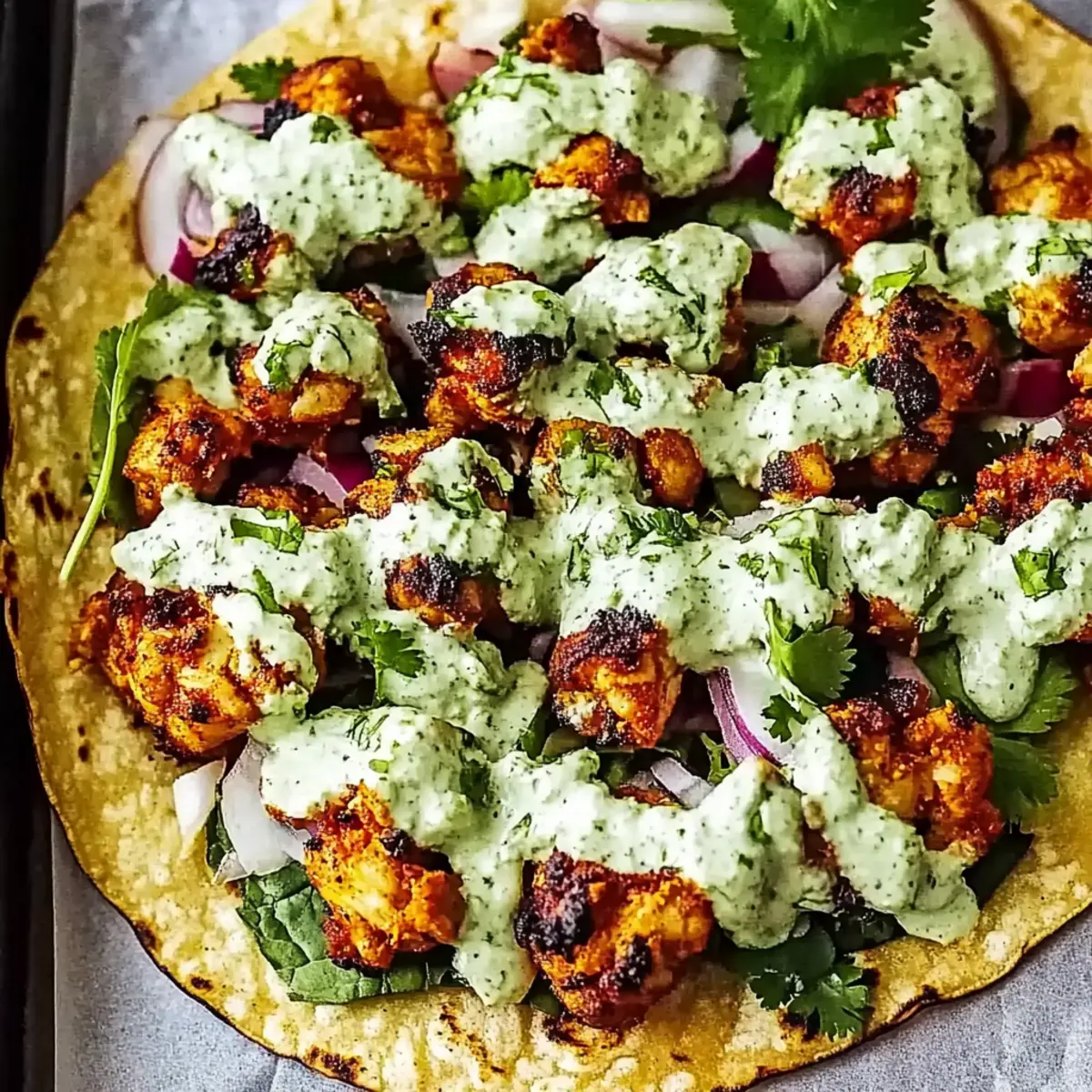 Cauliflower Tacos with Cilantro Lime Crema