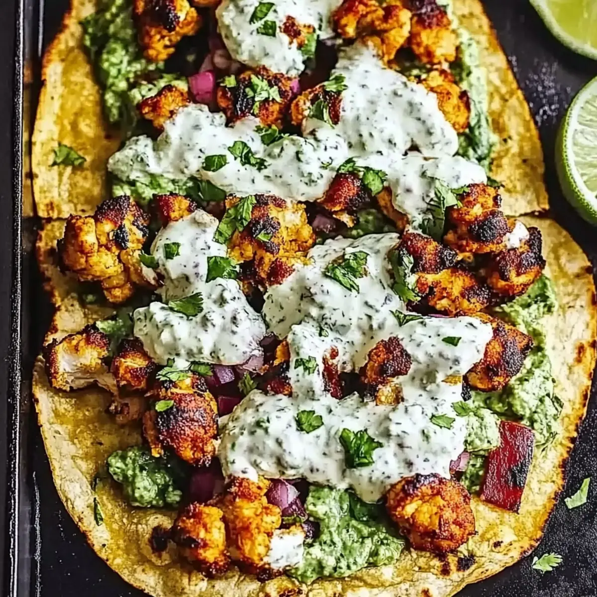 Cauliflower Tacos with Cilantro Lime Crema
