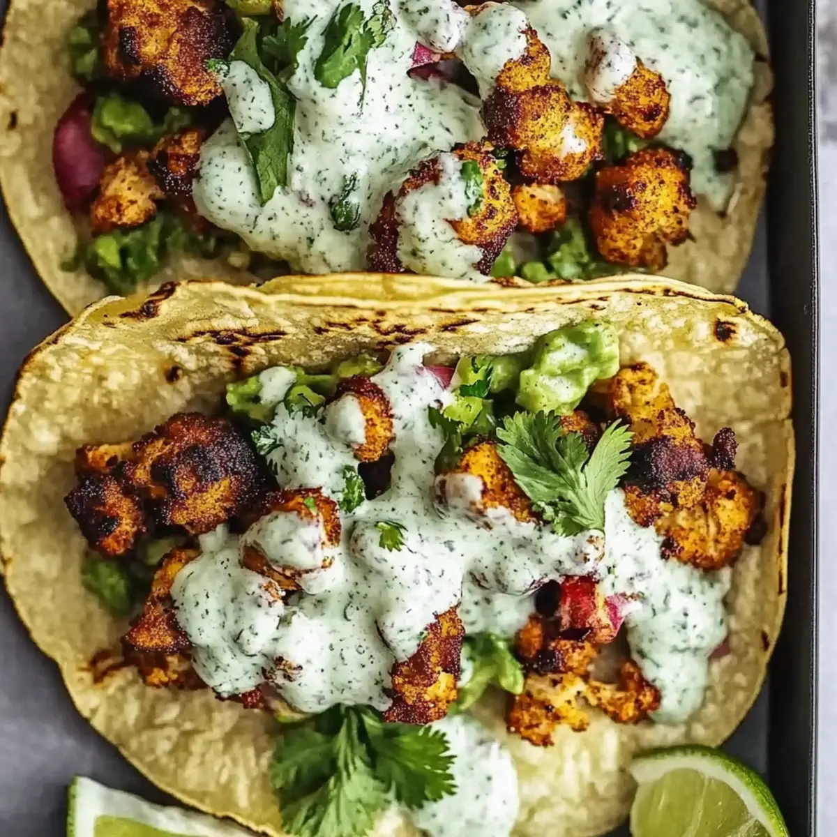Cauliflower Tacos with Cilantro Lime Crema
