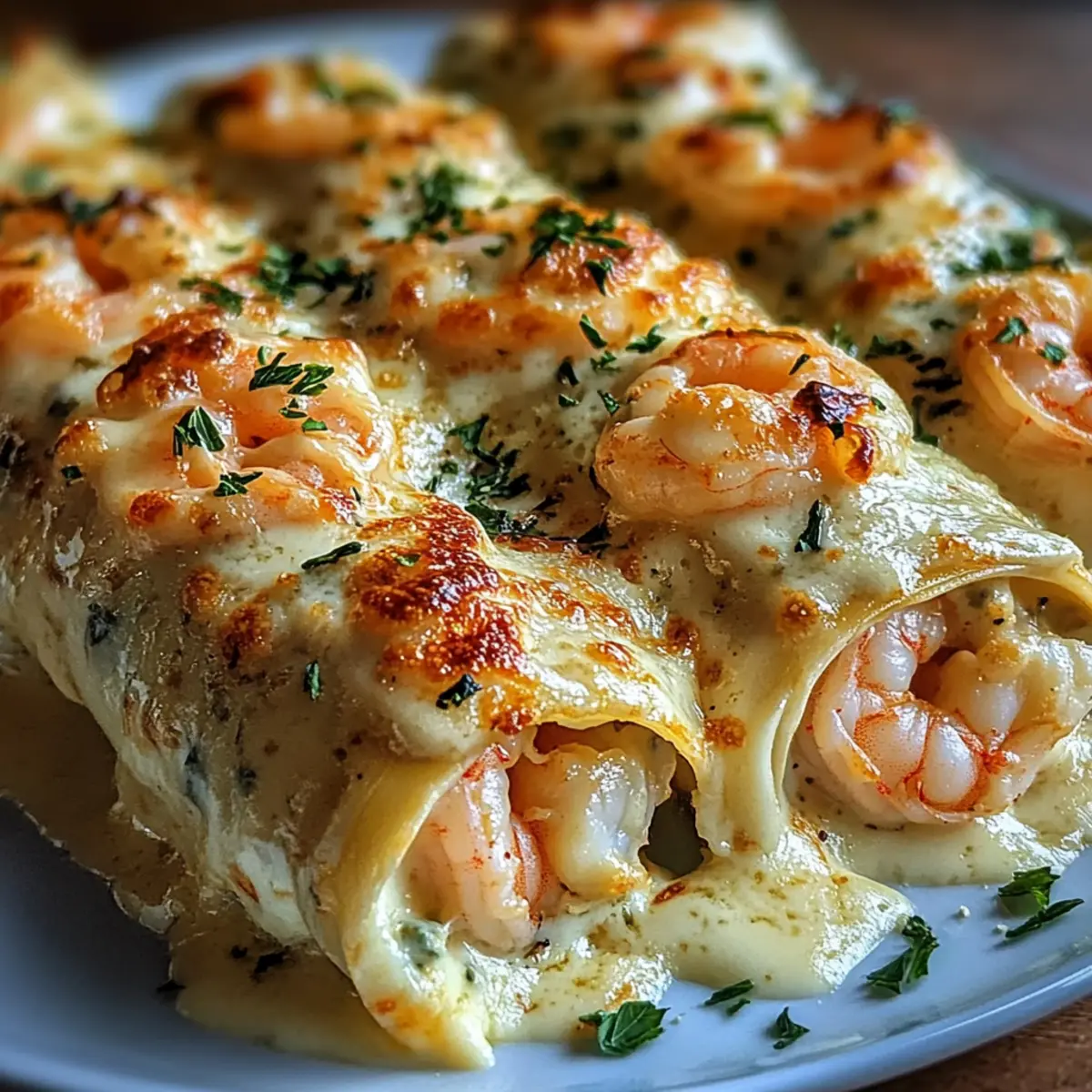 Cheesy Shrimp Alfredo Roll-Ups
