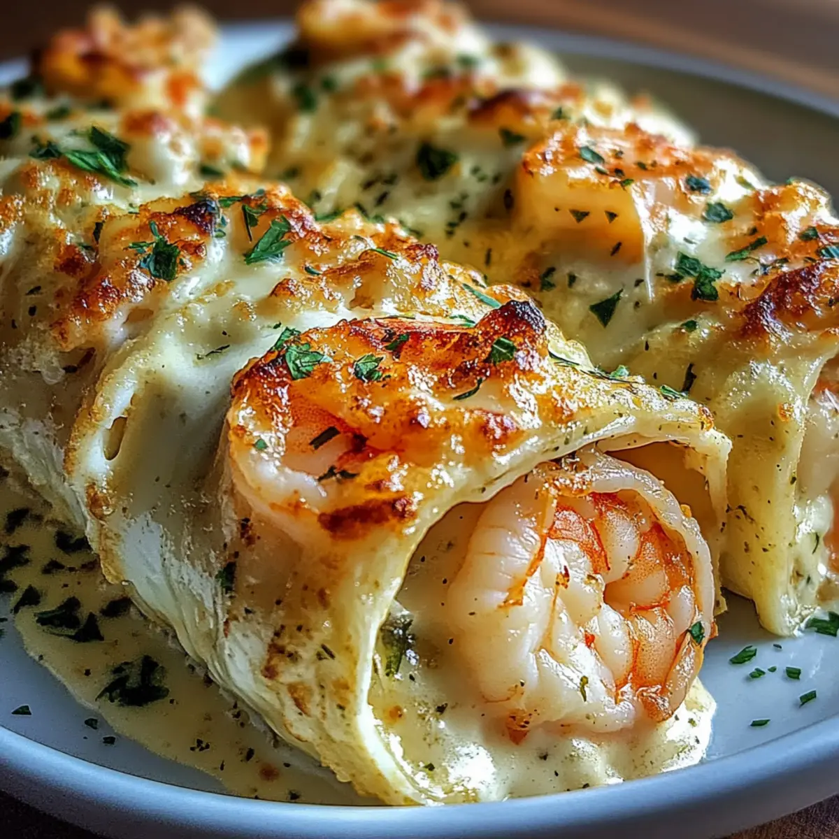 Cheesy Shrimp Alfredo Roll-Ups