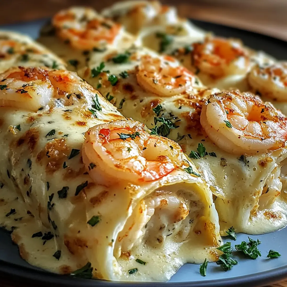 Cheesy Shrimp Alfredo Roll-Ups