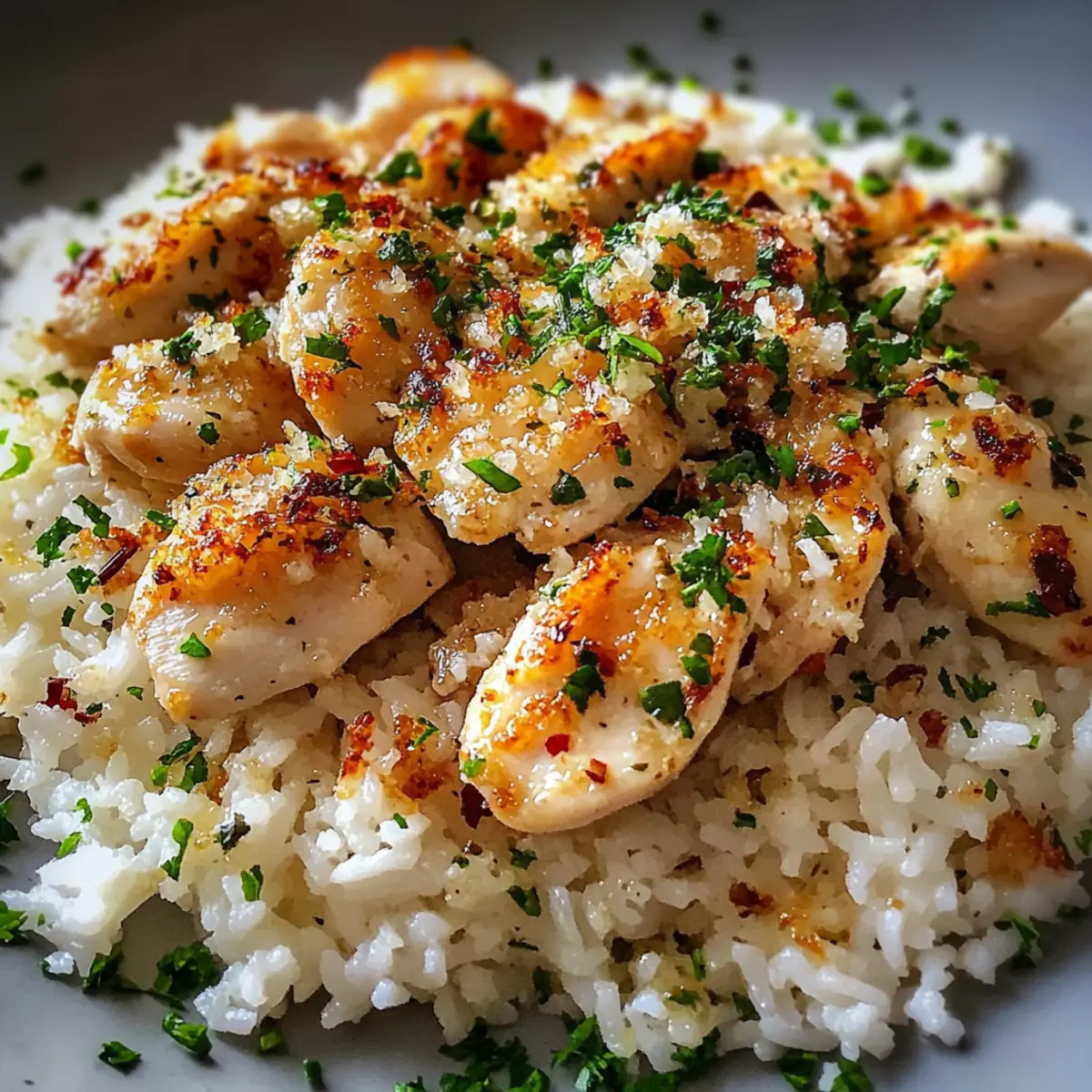 Chicken Scampi with Garlic Parmesan Rice