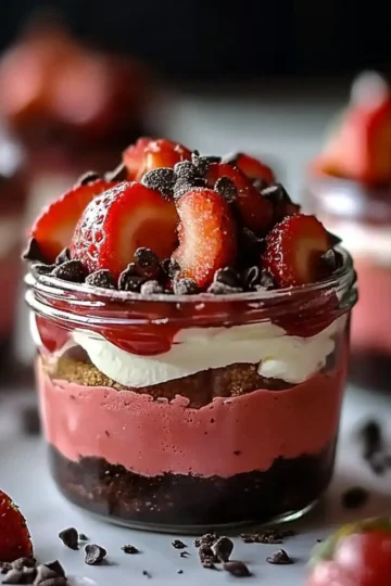 Chocolate Strawberry Mousse Cake Parfaits