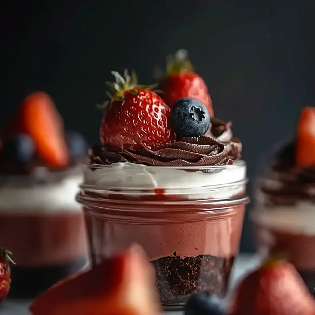 Chocolate Strawberry Mousse Cake Parfaits