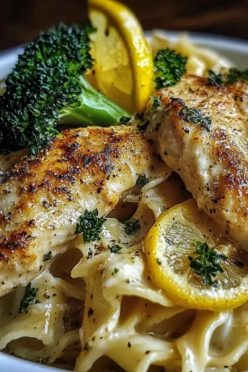 Cowboy Butter Lemon Bowtie Chicken with Broccoli