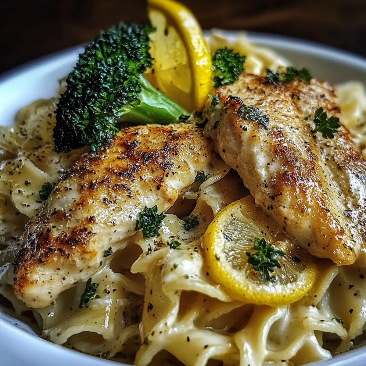 Cowboy Butter Lemon Bowtie Chicken with Broccoli