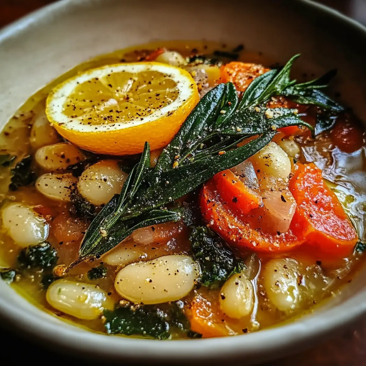 Cozy Rosemary & Garlic White Bean Soup