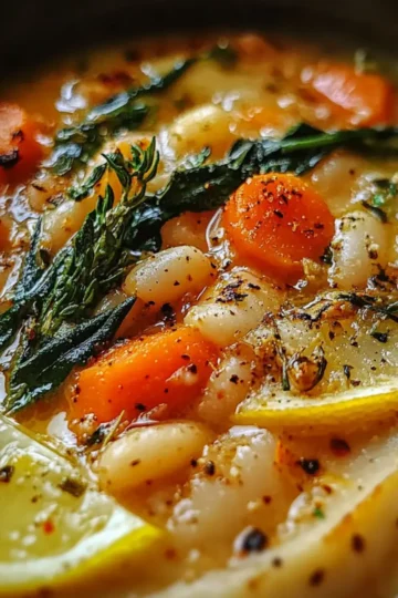 Cozy Rosemary & Garlic White Bean Soup