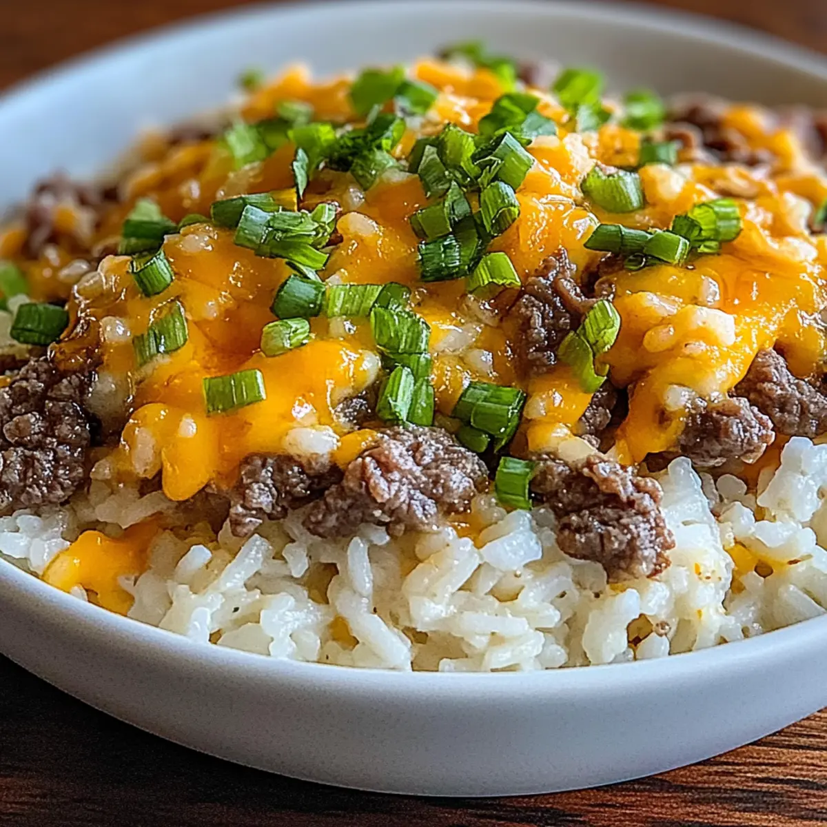 Creamy Garlic Butter Beef and Cheddar Rice