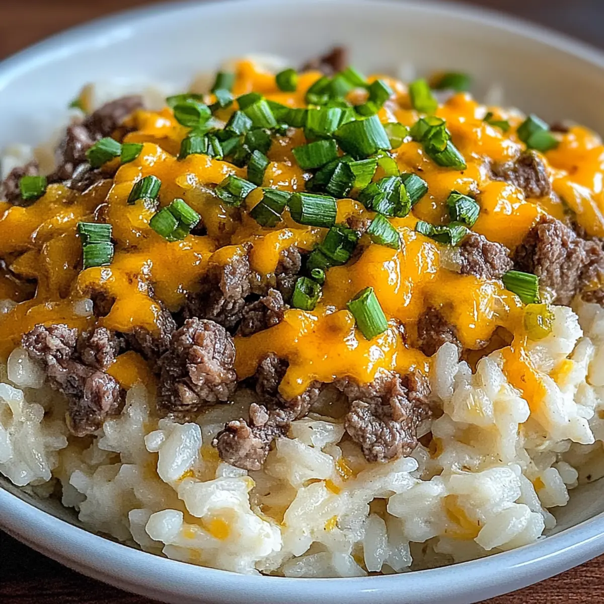 Creamy Garlic Butter Beef and Cheddar Rice