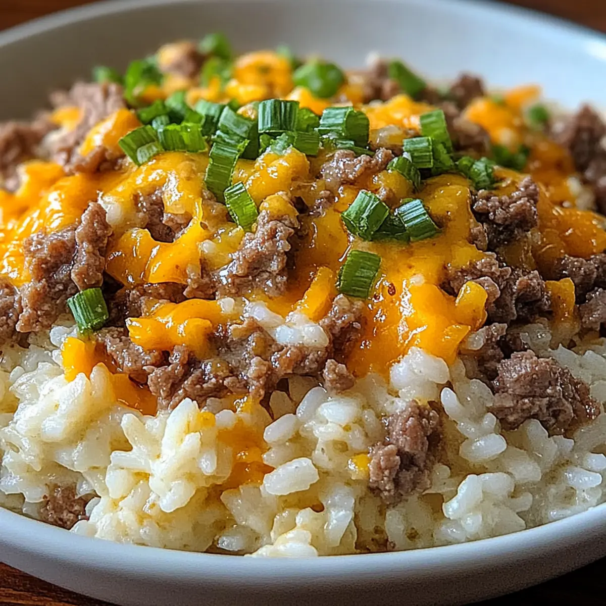 Creamy Garlic Butter Beef and Cheddar Rice
