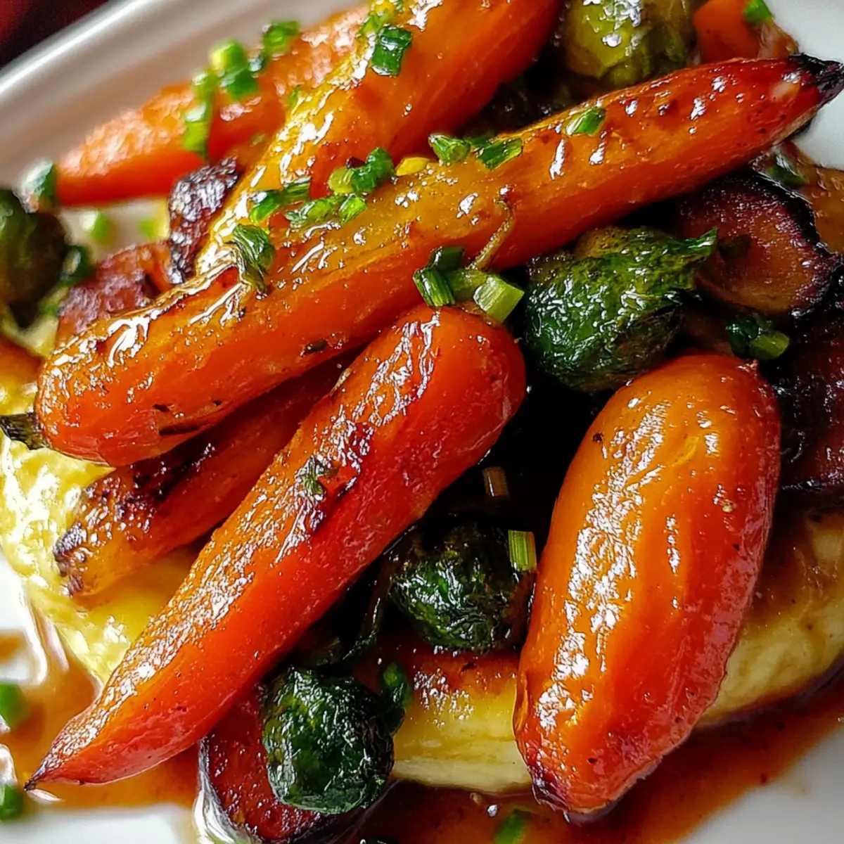 Crispy Maple Glazed Carrots and Brussel Sprouts