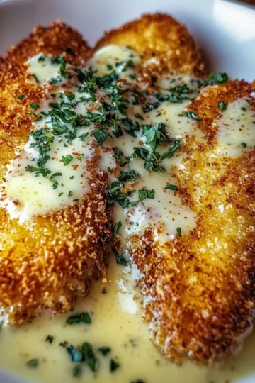 Crispy Parmesan Chicken with a Rich Garlic Sauce