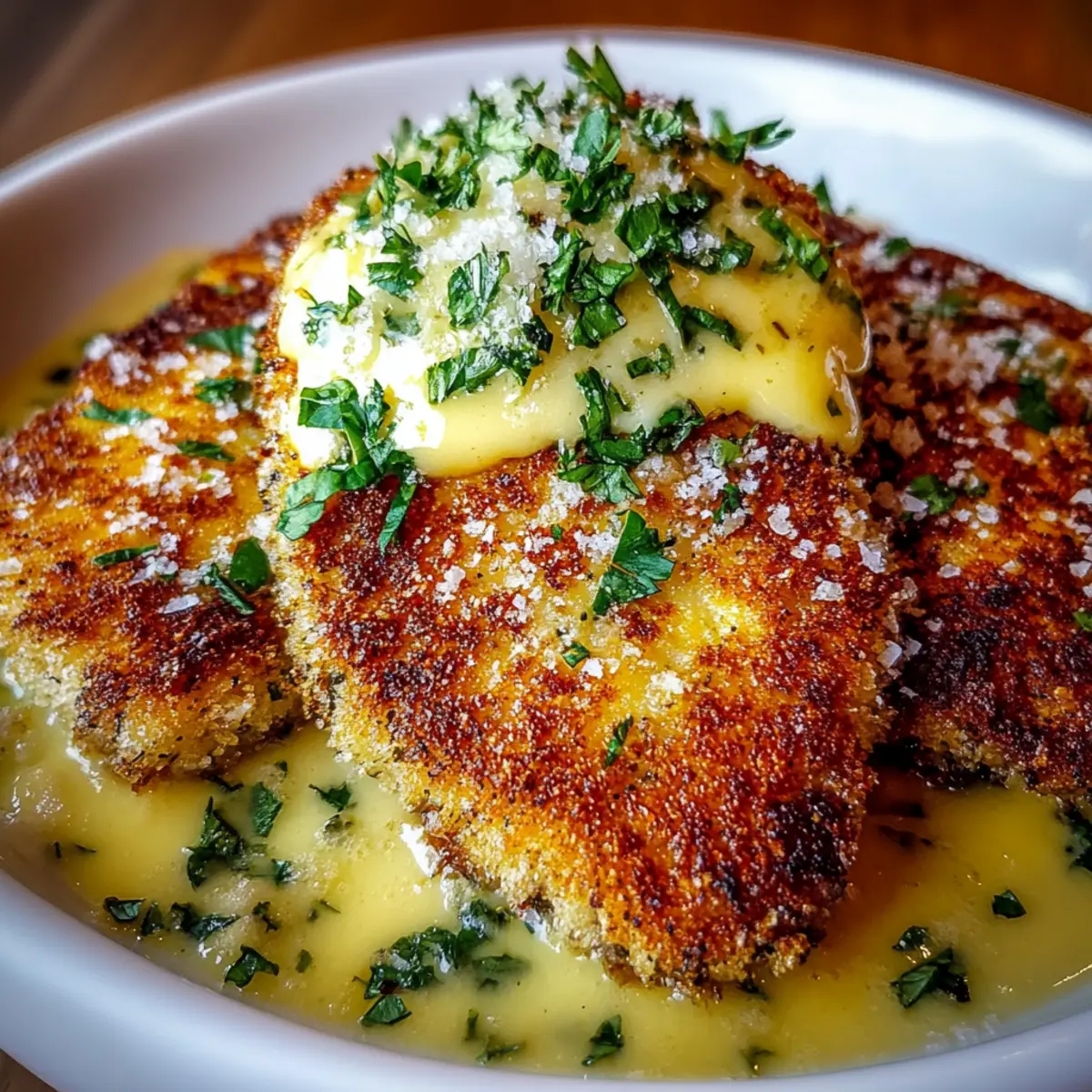 Crispy Parmesan Chicken with a Rich Garlic Sauce