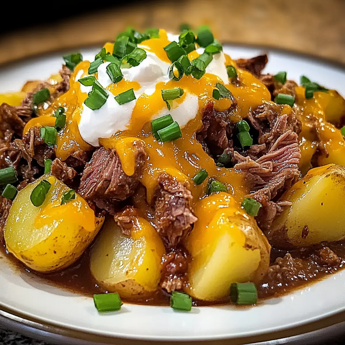 Crockpot Loaded Steak and Potato Bake