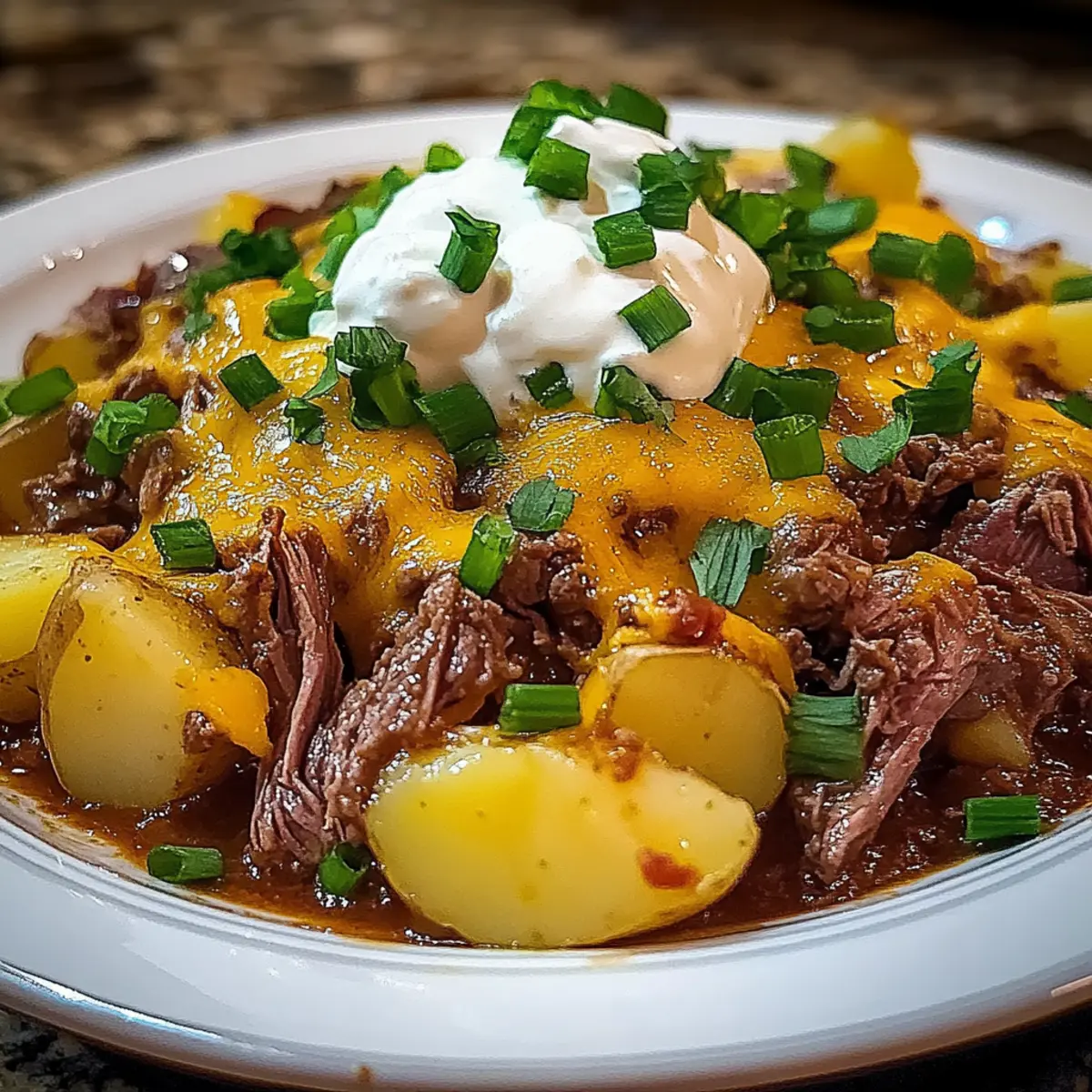 Crockpot Loaded Steak and Potato Bake
