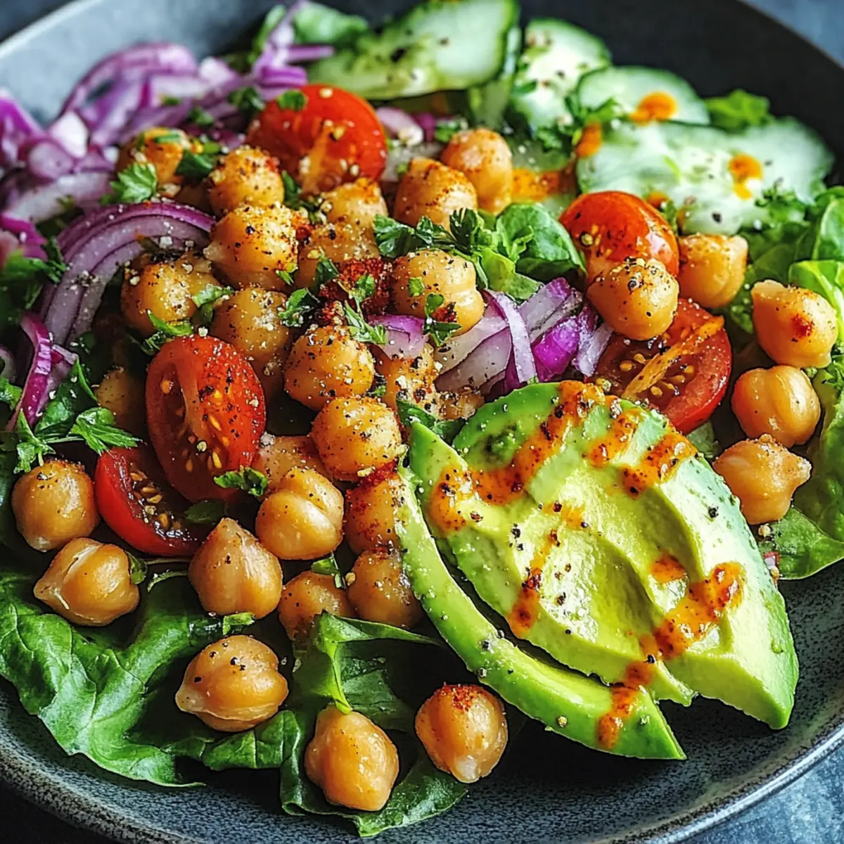Divorce Salad with Spicy Chickpeas and Tangy Avocado Dressing