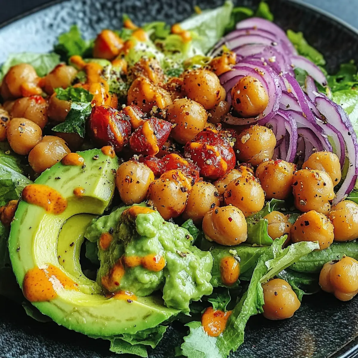 Divorce Salad with Spicy Chickpeas and Tangy Avocado Dressing