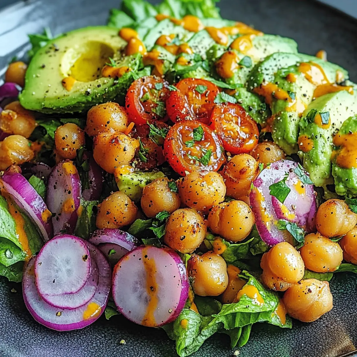 Divorce Salad with Spicy Chickpeas and Tangy Avocado Dressing