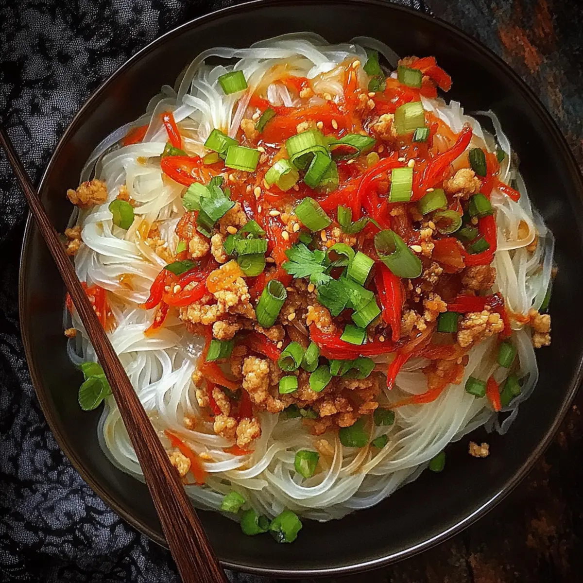 Ground Chicken Sweet Chili Noodles